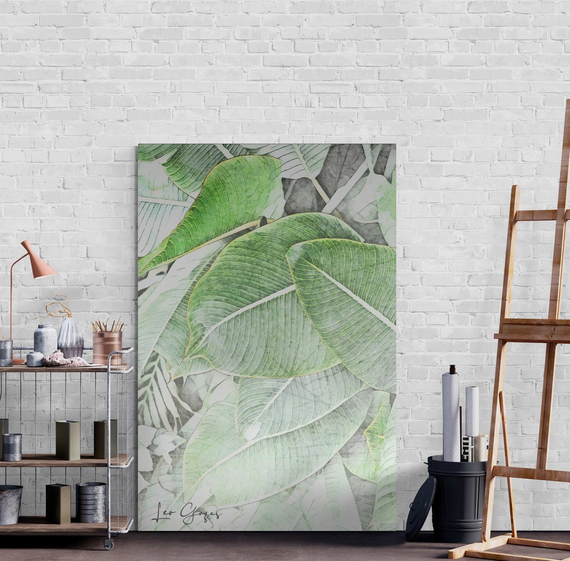 Lush Green Banana Leaf Tropical Botanical Watercolor Art Poster - Image 4