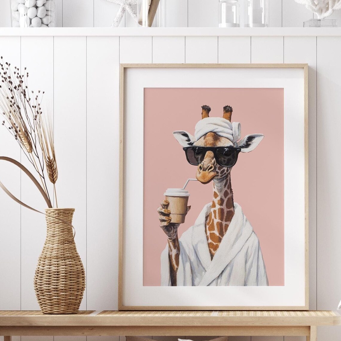 Wellness Giraffe Wall Art, Funny Animal Poster