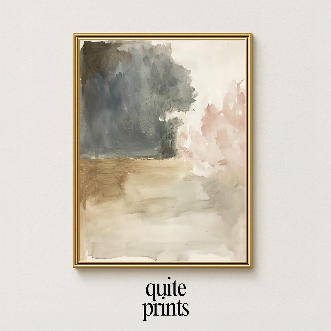 Abstract Neutral Watercolor Soft Gray Blush Beige Textural Art Poster