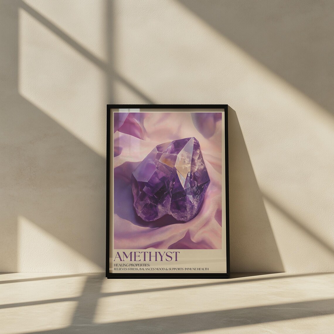 Amethyst Healing Crystal Poster Purple Stone Spiritual Energy Art
