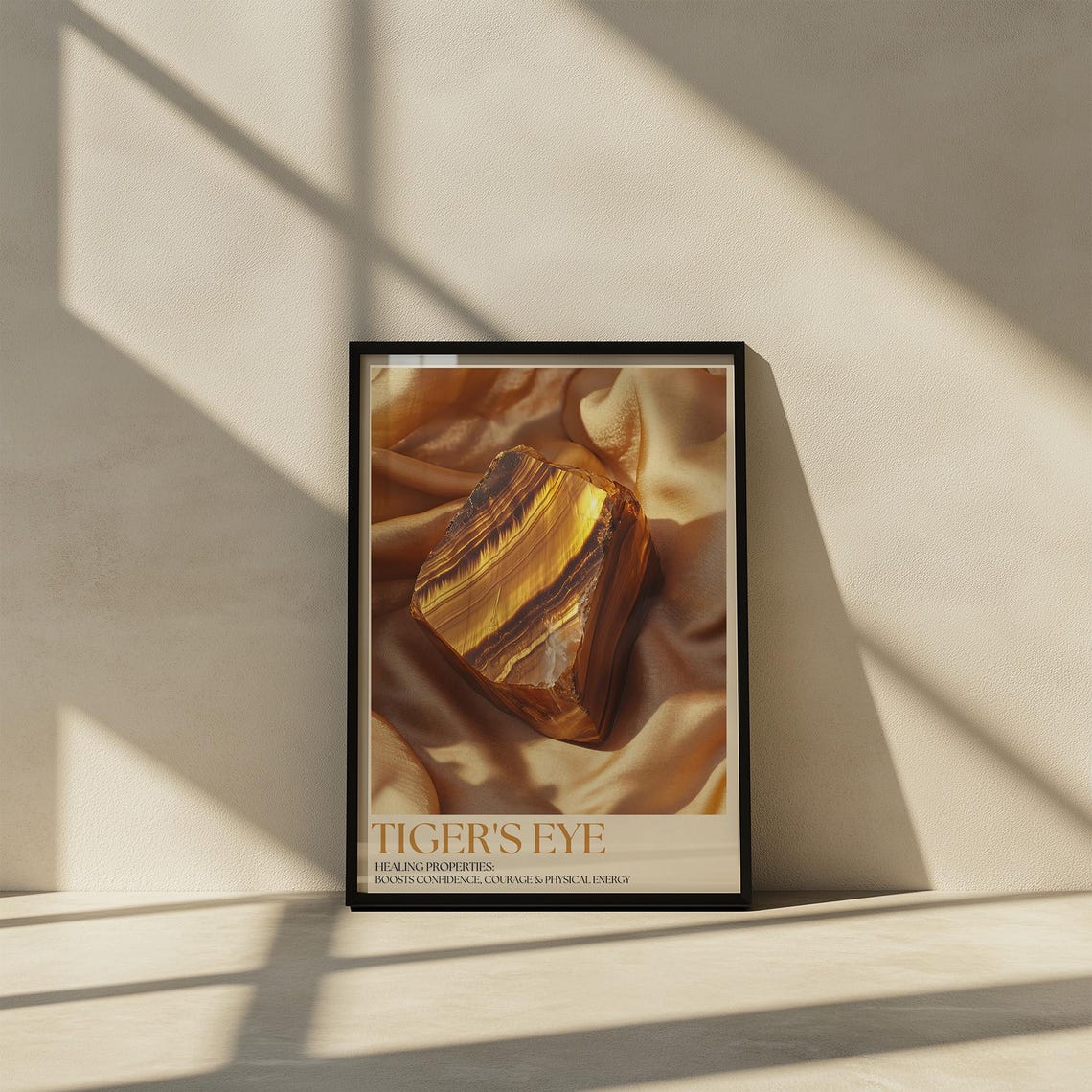 Tigers Eye Healing Properties Poster Inspirational Wall Art Spiritual Decor Mindfulness Gift Natural Stone Print