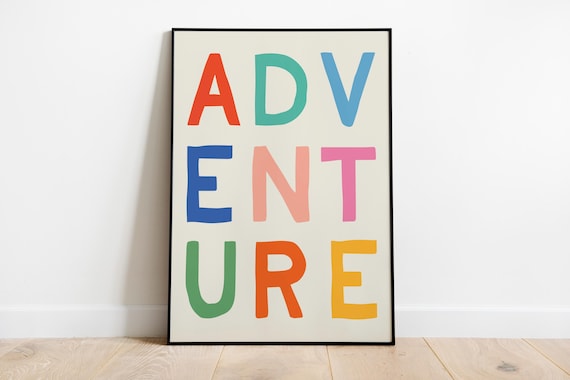 Adventure Rainbow Typography Kids Nursery Playroom Color Pop Poster