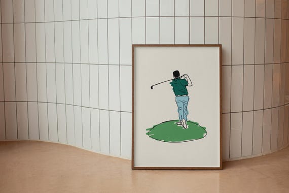 Gift For Golfer Preppy Dorm Art Golf Lover Minimalist Poster Bedroom Print Hand Drawn Sports Fan Wall