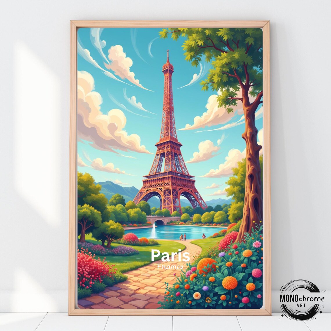 Paris Travel Poster, Eiffel Tower Birthday Present