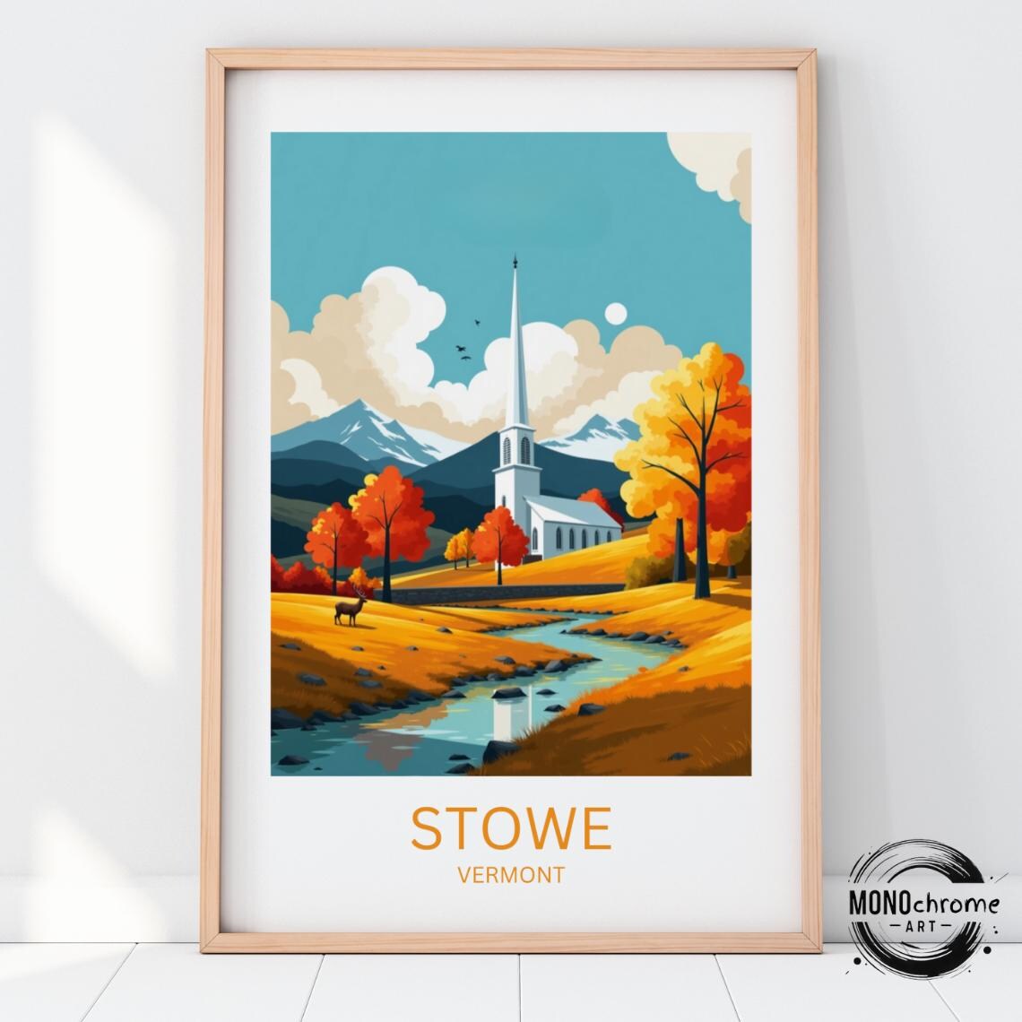 Stowe Vermont Travel Poster, Birthday Wedding Gift