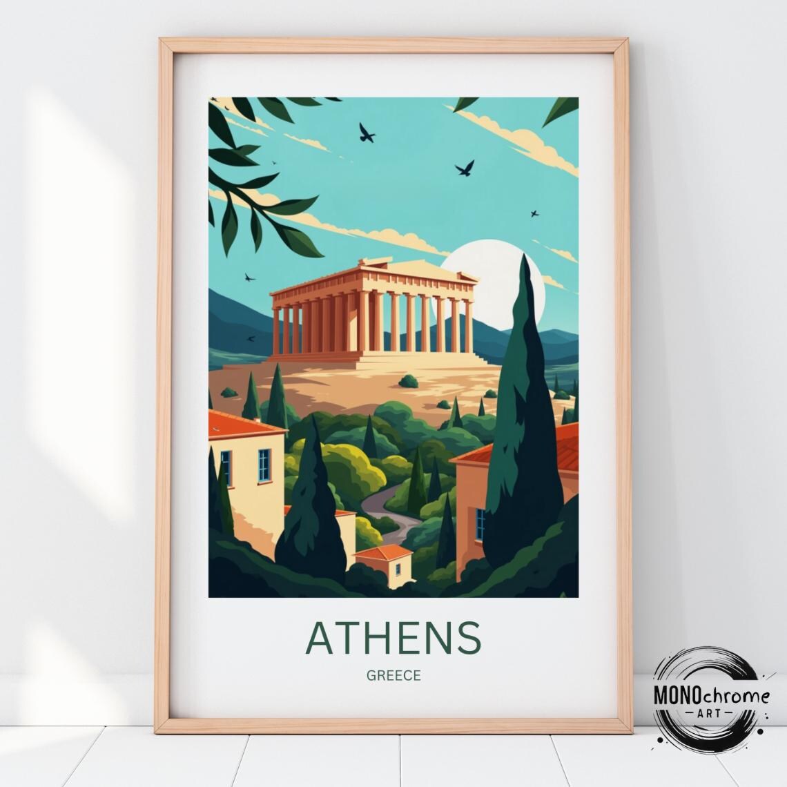 Athens Travel Poster, Greece Birthday Wedding Gift