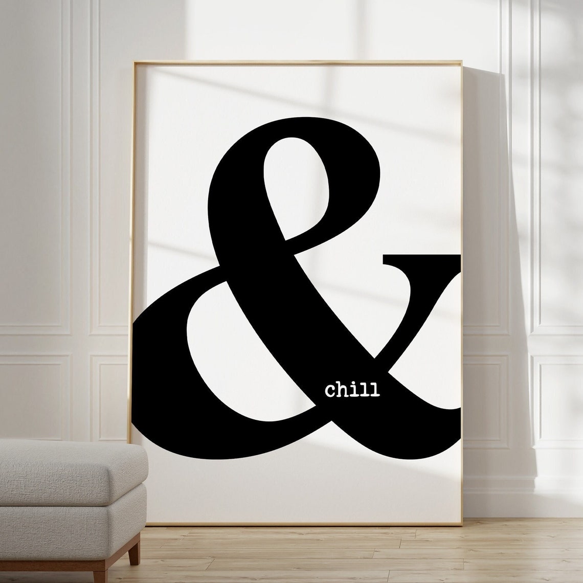 Chill Ampersand Symbol Bold Black White Minimalist Art Print