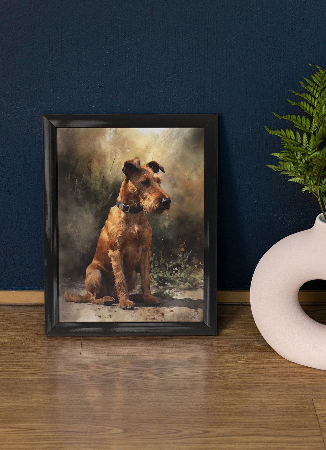 Irish Terrier Sitting Profile Red Coat Watercolor Dog Art Print