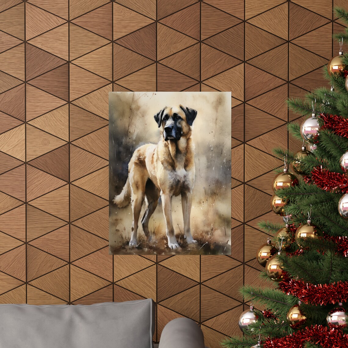 Anatolian Shepherd Standing in Golden Field Watercolor Dog Art Print - Image 3