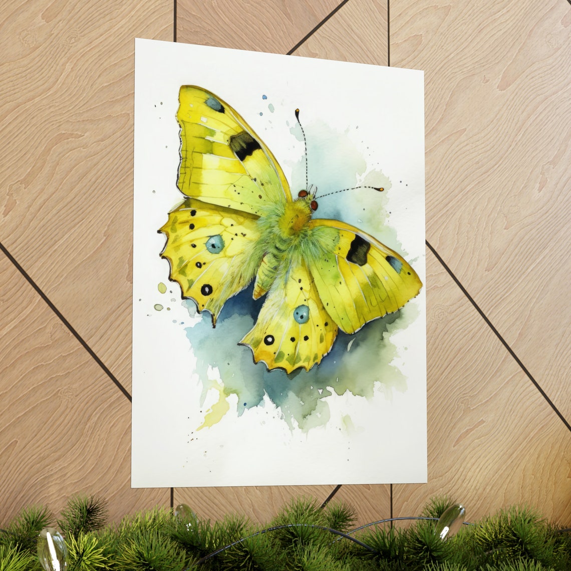 Sulphur Butterfly Watercolor Bright Yellow Spotted Insect Art Print - Image 2