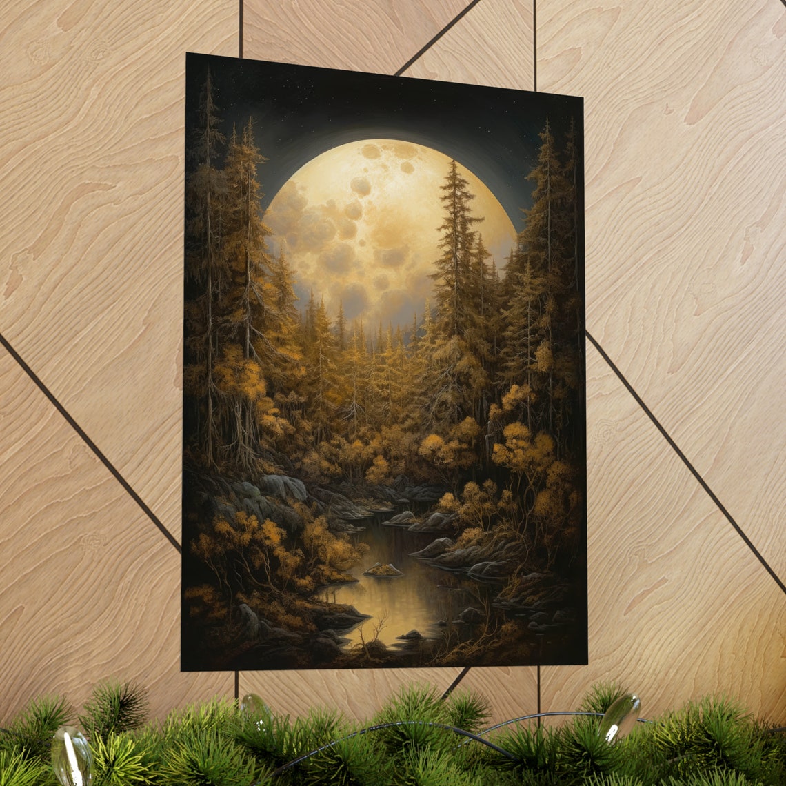 Moon Art Print Dark Academia Art Dark Cottagecore Art Witch Room Dcor Moon Wall Art Gothic Wall Art Moody Wall Art Celestial Art - Image 2