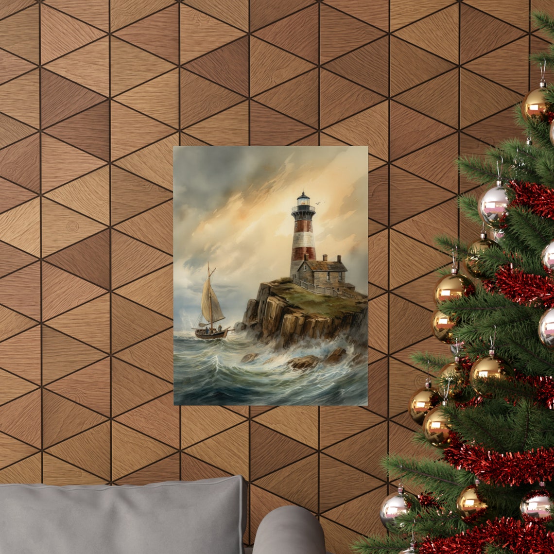 Lighthouse Art Print Lighthouse Painting Lighthouse Wall Art Beach Art Print Beach Wall Art Ocean Dcor Ocean Painting Ocean Theme - Image 3