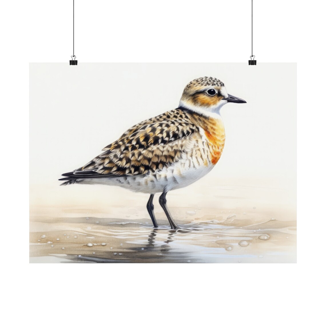 Golden Plover Shorebird Standing Watercolor Beach Bird Art Print - Image 5