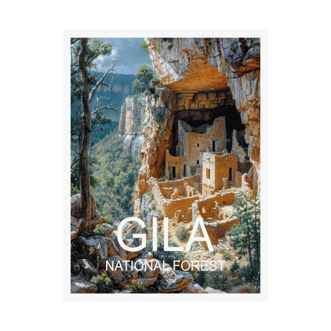 Gila National Forest Ancient Cliff Dwellings Canyon Southwest Poster - Image 3