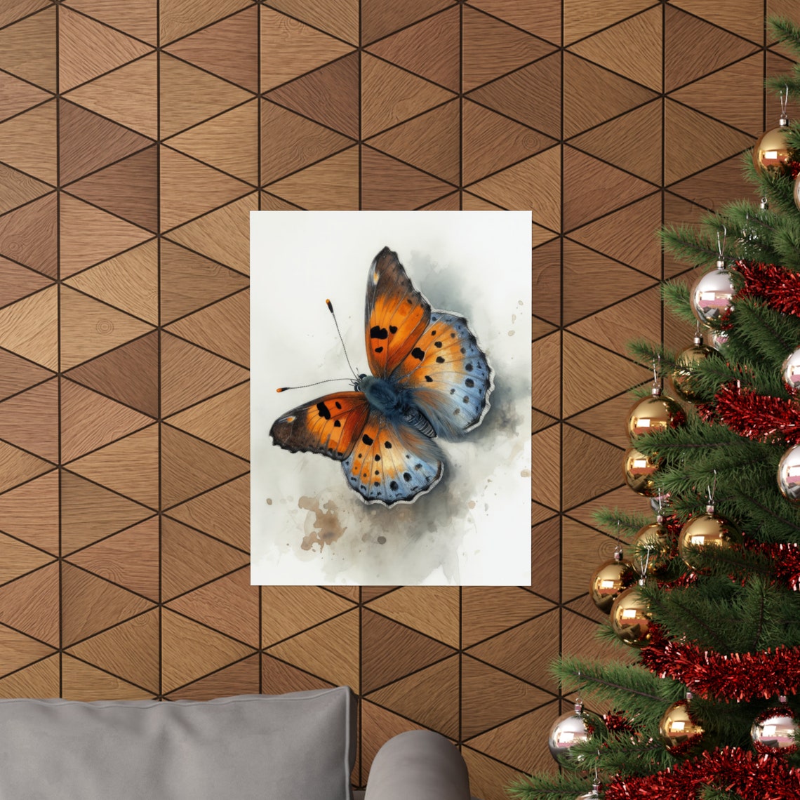 Small Copper Butterfly Orange Black Watercolor Wing Insect Art Print - Image 3