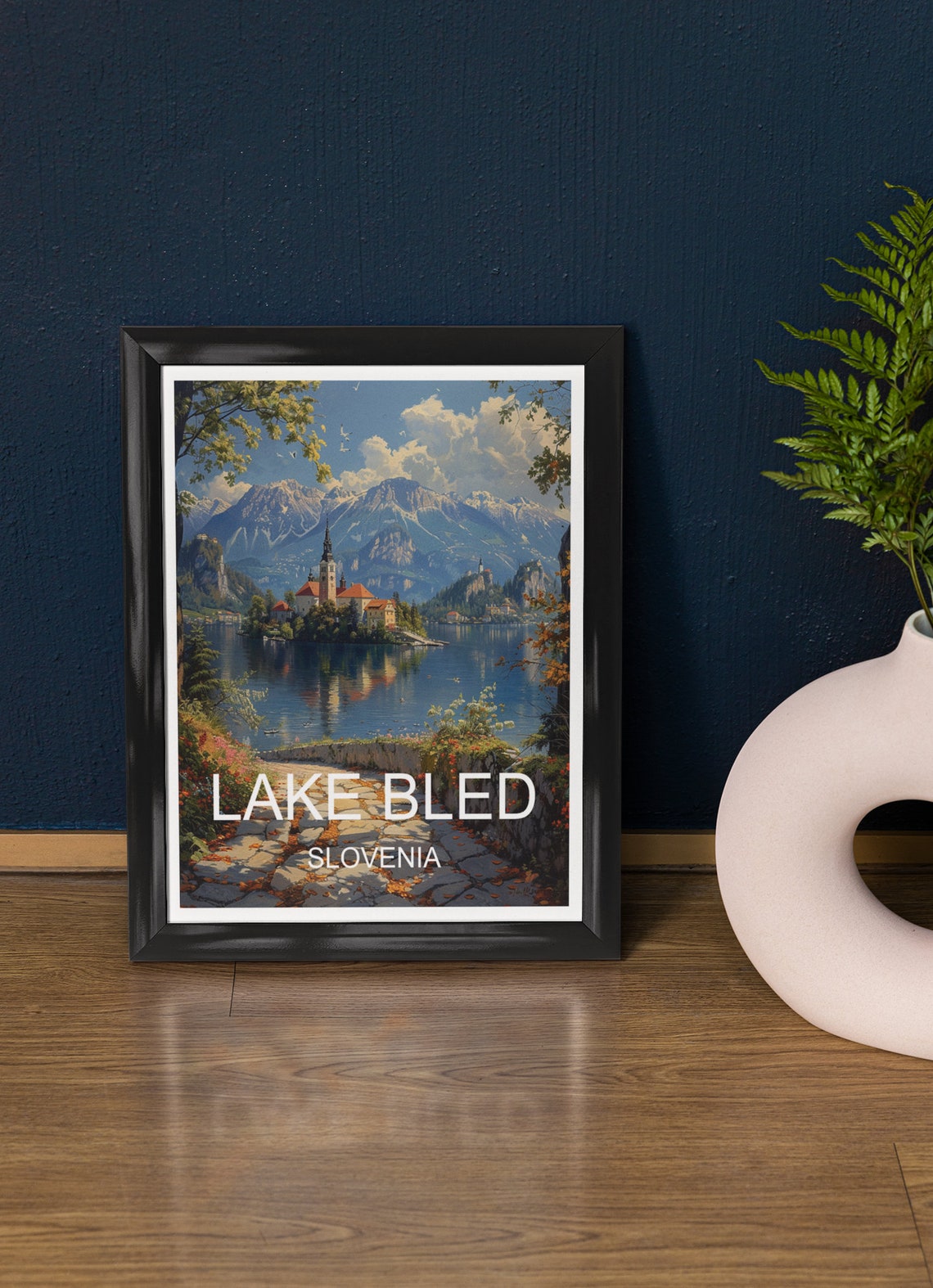 Lake Bled Slovenia Island Church Mountain View Travel Poster