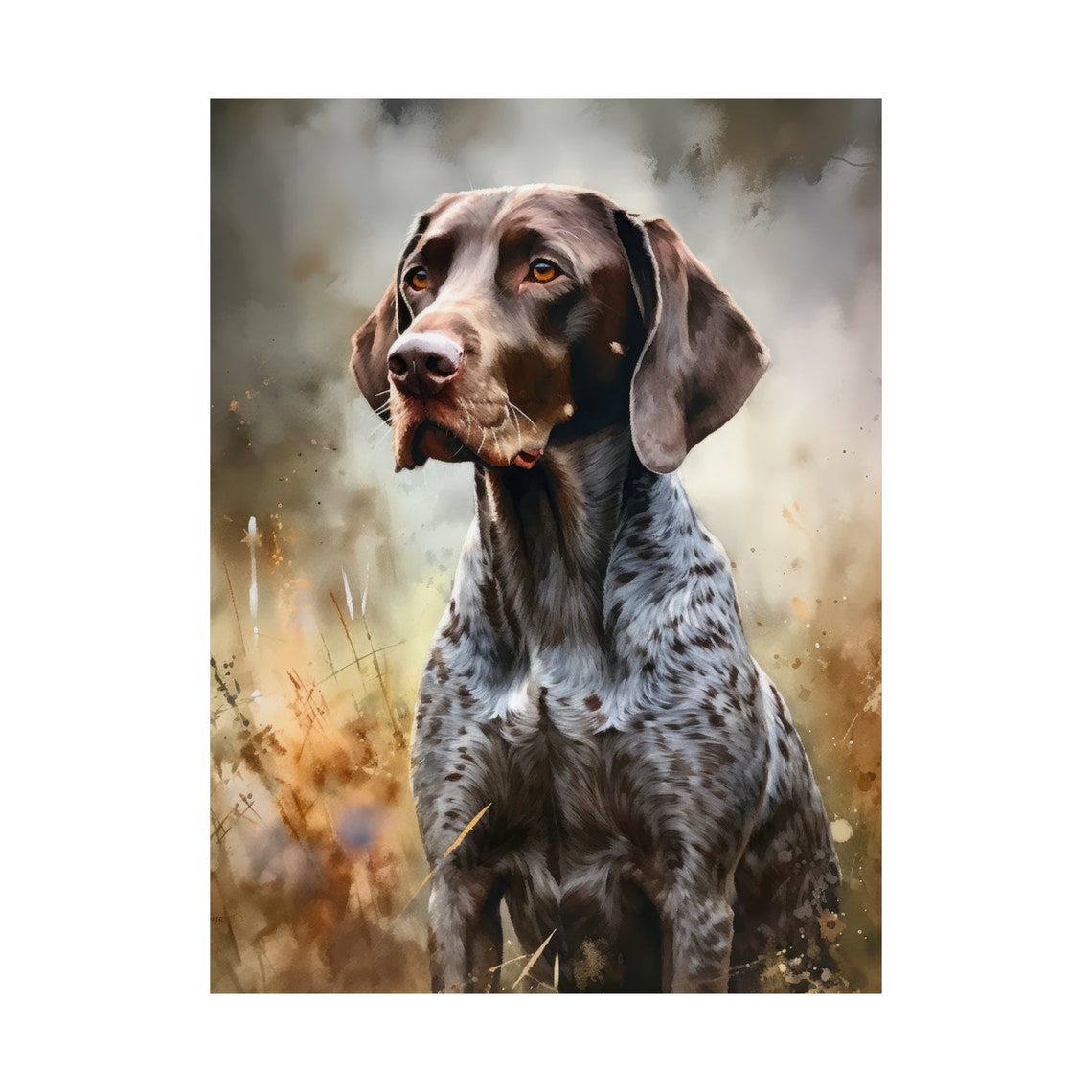 German Shorthaired Pointer Dog Watercolor Portrait Field Poster - Image 4