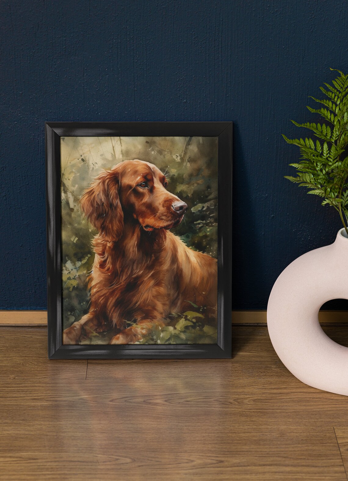 Irish Setter Portrait In Watercolor Among Green Woodland Light Poster