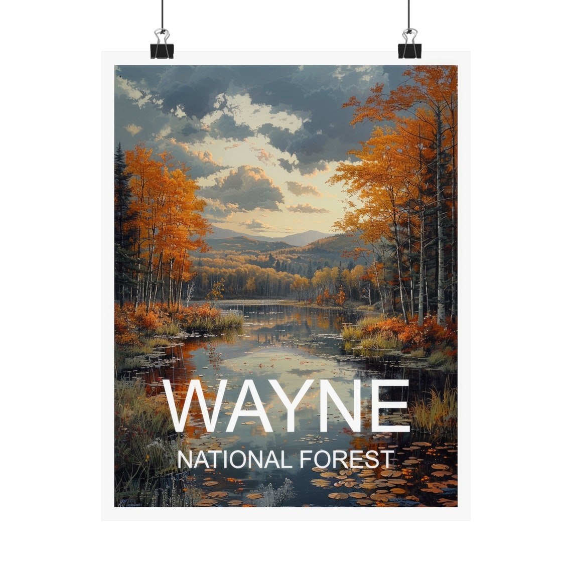 Wayne National Forest Autumn Lake Fall Foliage Travel Poster - Image 4