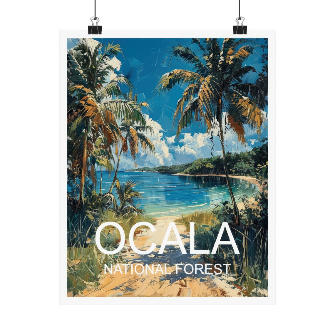 Ocala National Forest Palm Framed Turquoise Lagoon Beach Shore Poster - Image 4