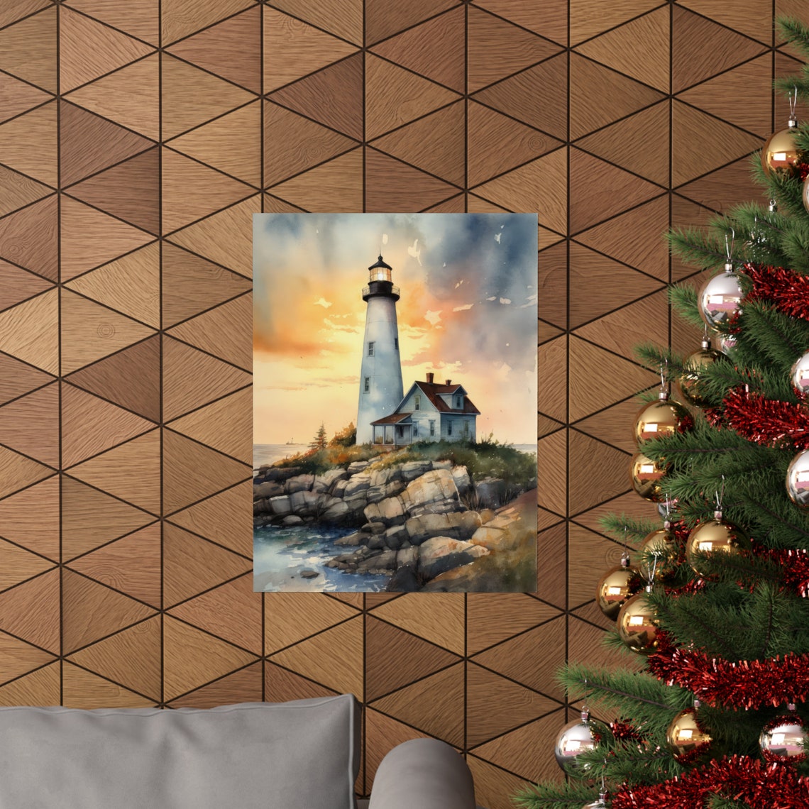 Lighthouse Art Print Lighthouse Painting Lighthouse Wall Art Beach Art Print Beach Wall Art Ocean Dcor Ocean Painting Ocean Theme - Image 3