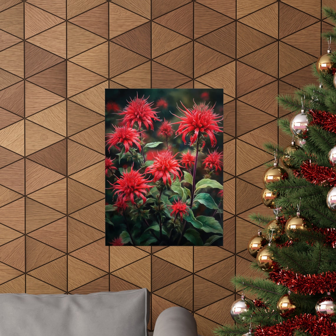 Red Bee Balm Flower Art Print Flower Painting Flower Dcor Floral Art Print Floral Wall Art Painting Floral Artwork Botanical Print - Image 3
