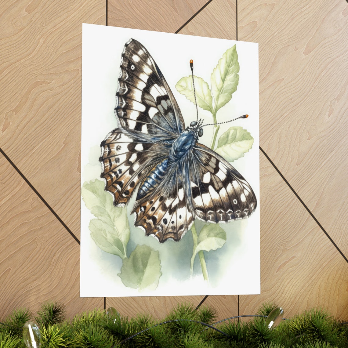 Checkered Butterfly Art Print Butterfly Home Dcor Watercolor Butterfly Painting Insect Wall Art Nature Lover Butterflies Artwork - Image 2