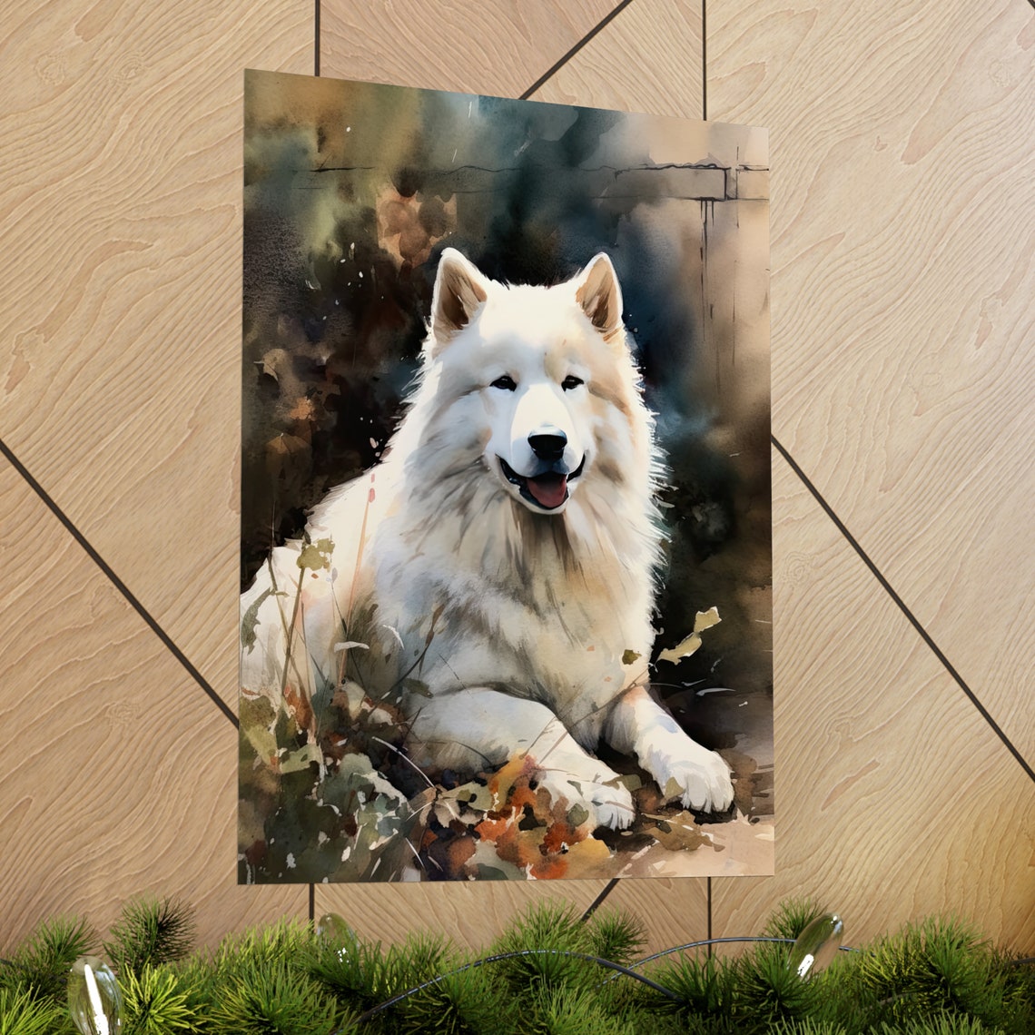 Samoyed Dog Art Print Dog Wall Art Animal Art Print Animal Art Poster Dog Lover Gift Colorful Animal Wall Art Cool Dog Art - Image 2