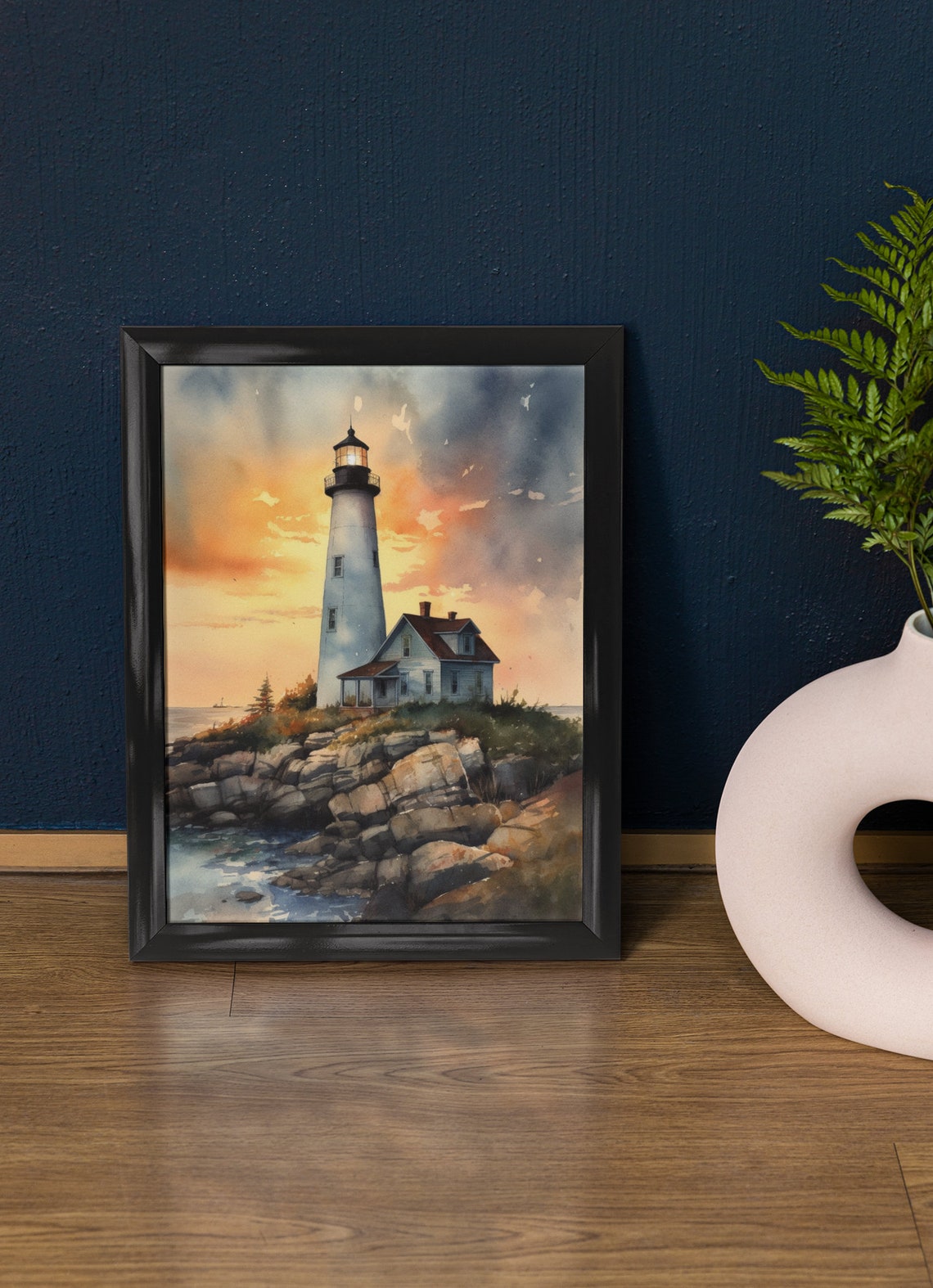 Lighthouse Art Print Lighthouse Painting Lighthouse Wall Art Beach Art Print Beach Wall Art Ocean Dcor Ocean Painting Ocean Theme