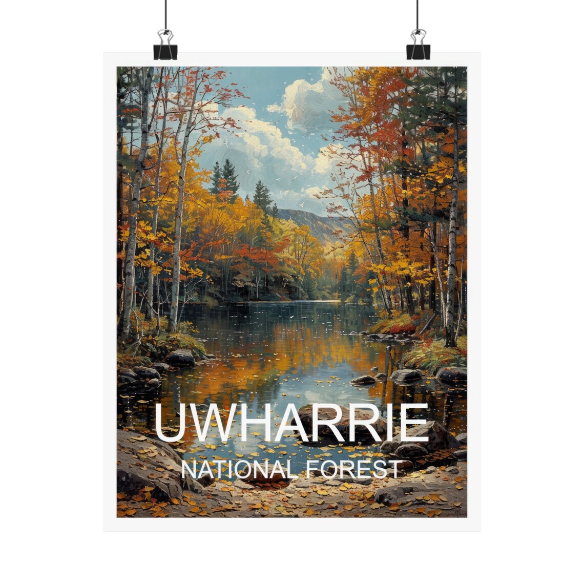 Uwharrie National Forest Autumn Stream Golden Foliage Scenic Poster - Image 4