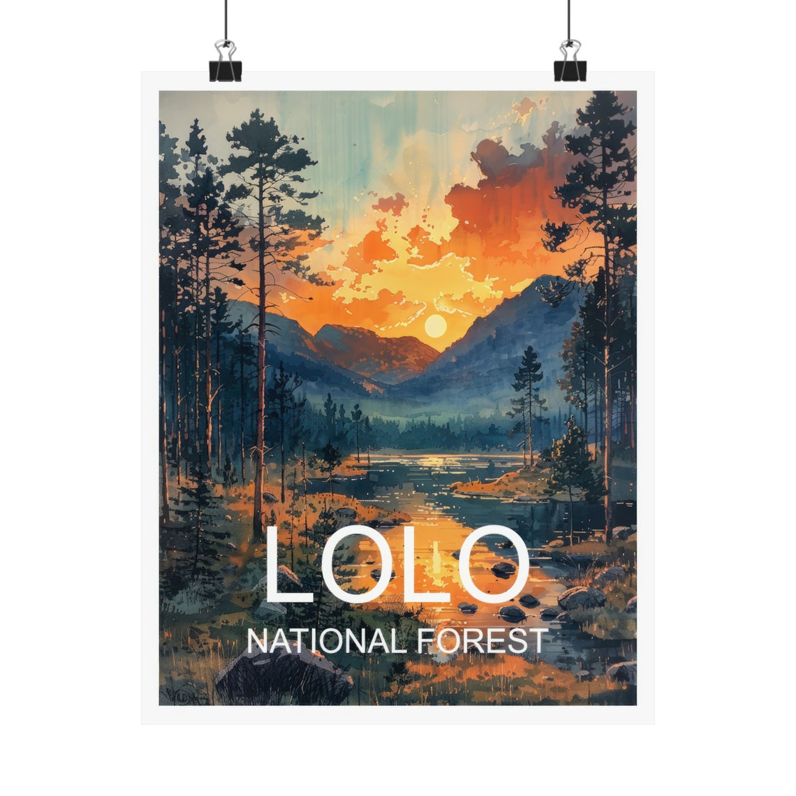 Lolo National Forest Sunset Over River And Pine Covered Peaks Poster - Image 4