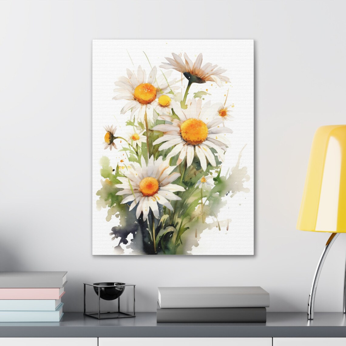 Daisy Watercolor Bouquet White Petal Flowers Yellow Center Art Print - Image 4