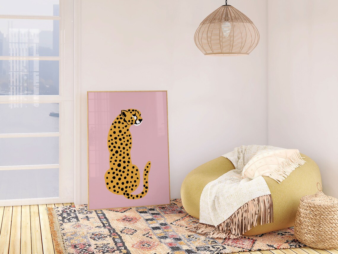 Cheetah Print Pink Leopard Art Print, Boho Decor - Image 3