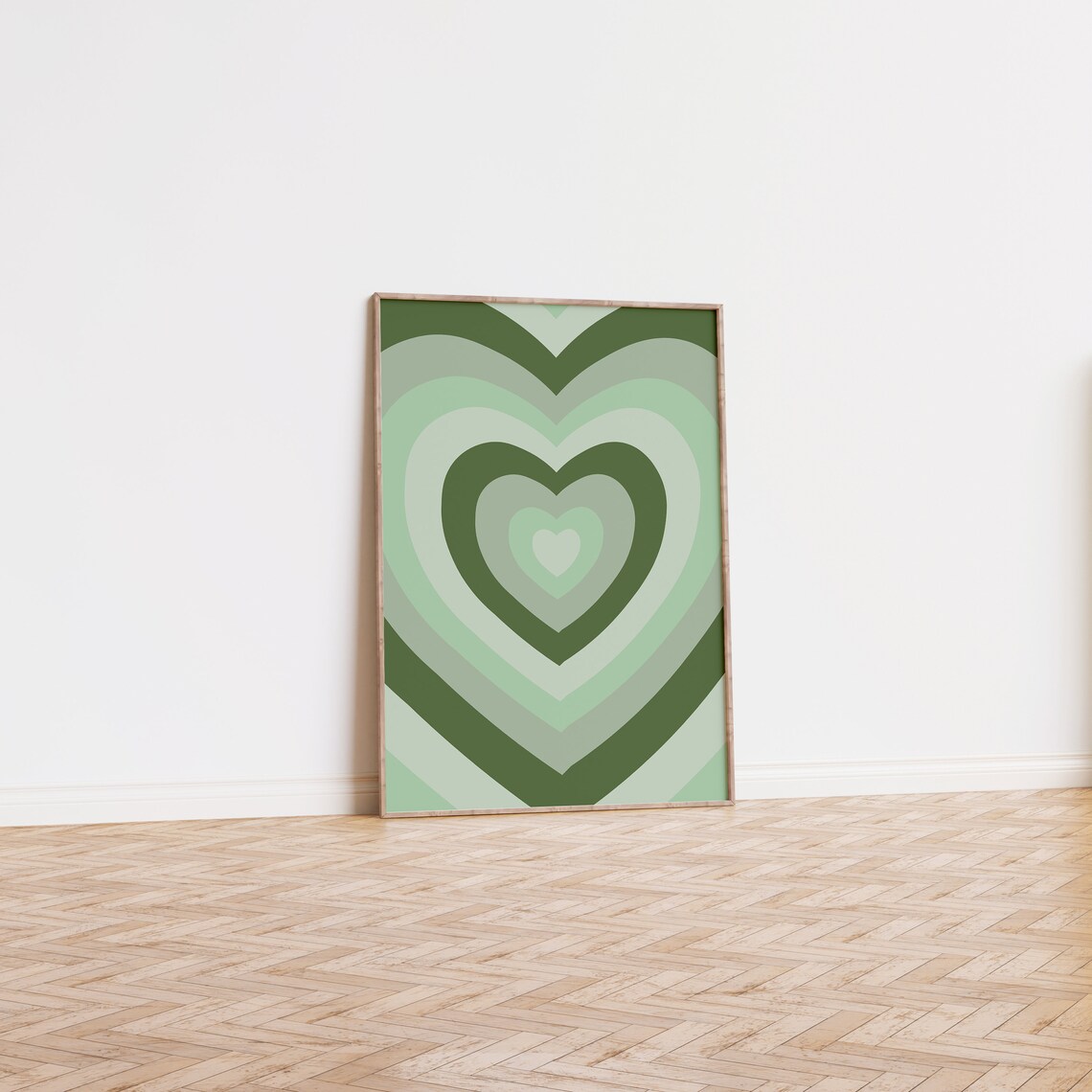 Sage Green Retro Heart Art Print, Groovy 60s-70s - Image 3
