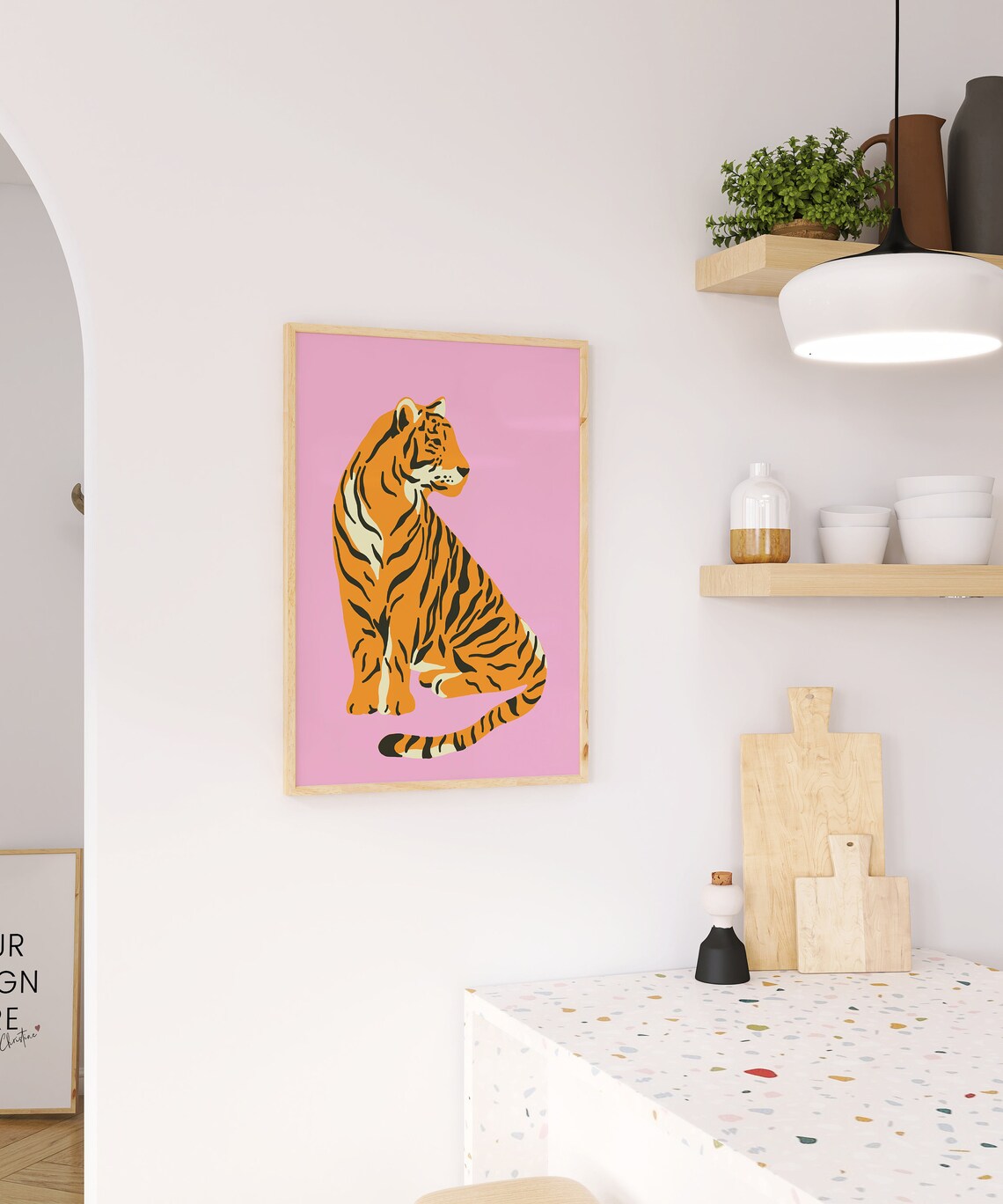 Tiger Print Pink Leopard Boho Animal Art Print - Image 3