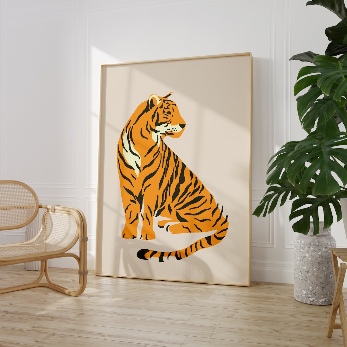 Tiger Print, Beige Leopard Boho Art Print