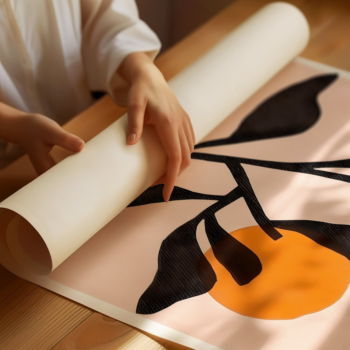 Minimalist Orange Branch Bold Black Leaf Modern Botanical Poster - Image 4