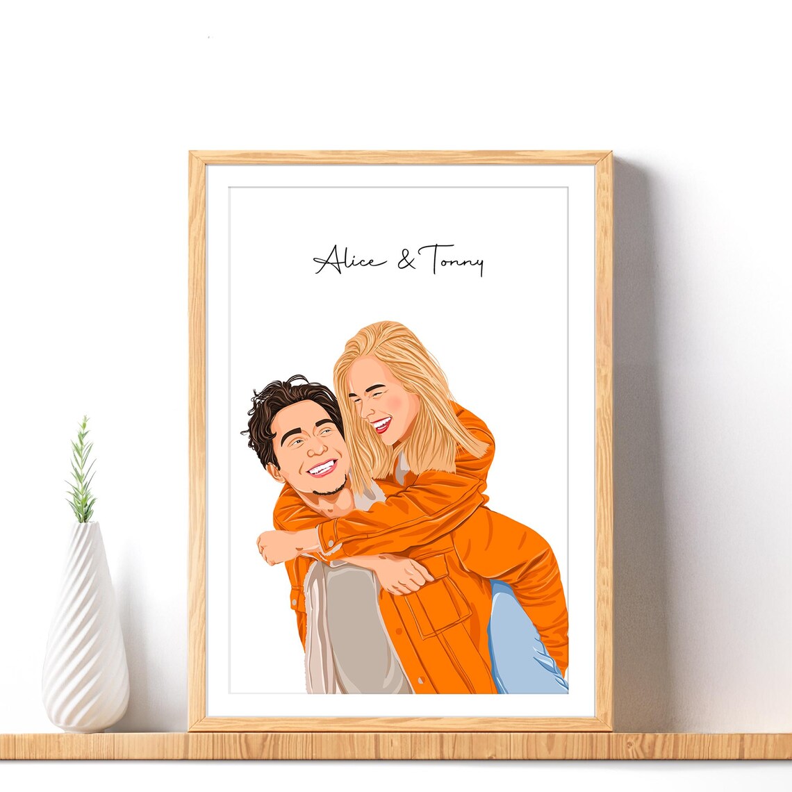 Custom Couple Portrait Drawing, Personalized Gift Print - Image 2