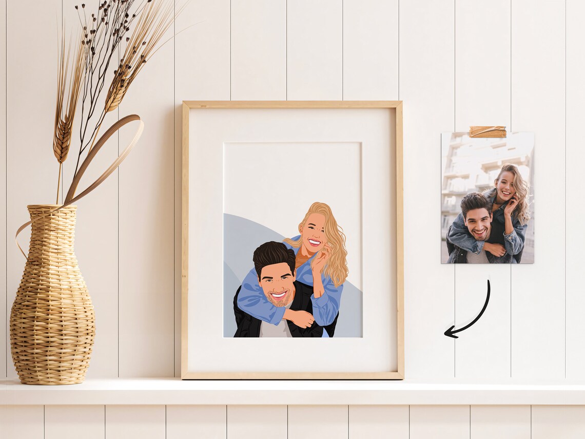 Custom Couple Faceless Portrait Anniversary Art Print - Image 2