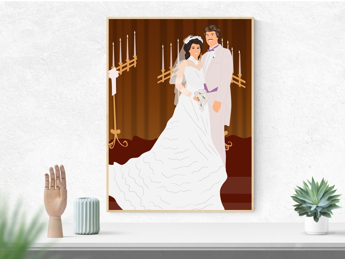 Custom Faceless Wedding Couple Embrace Sage Green Background Poster - Image 2