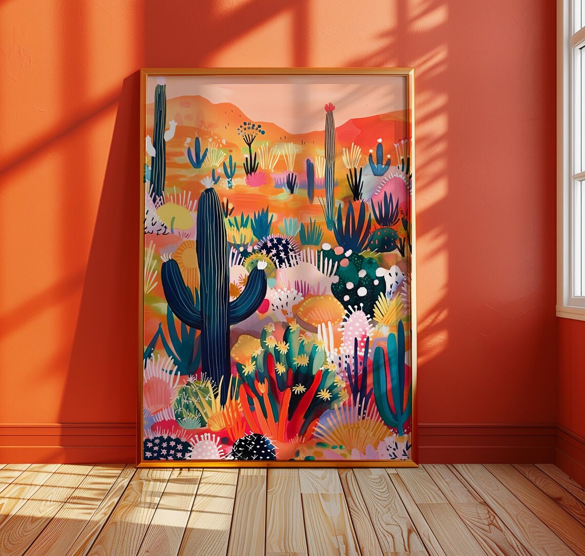 Whimsical Desert Landscape, Maximalist Art Print