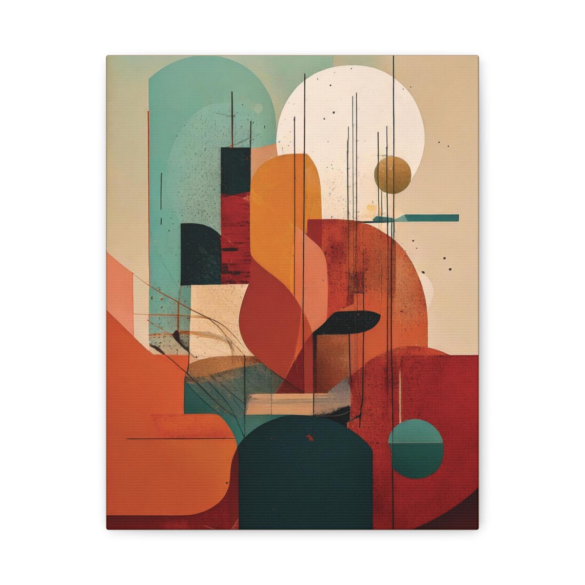 Abstract Terracotta Geometric Design, Minimalist Modern Art Print