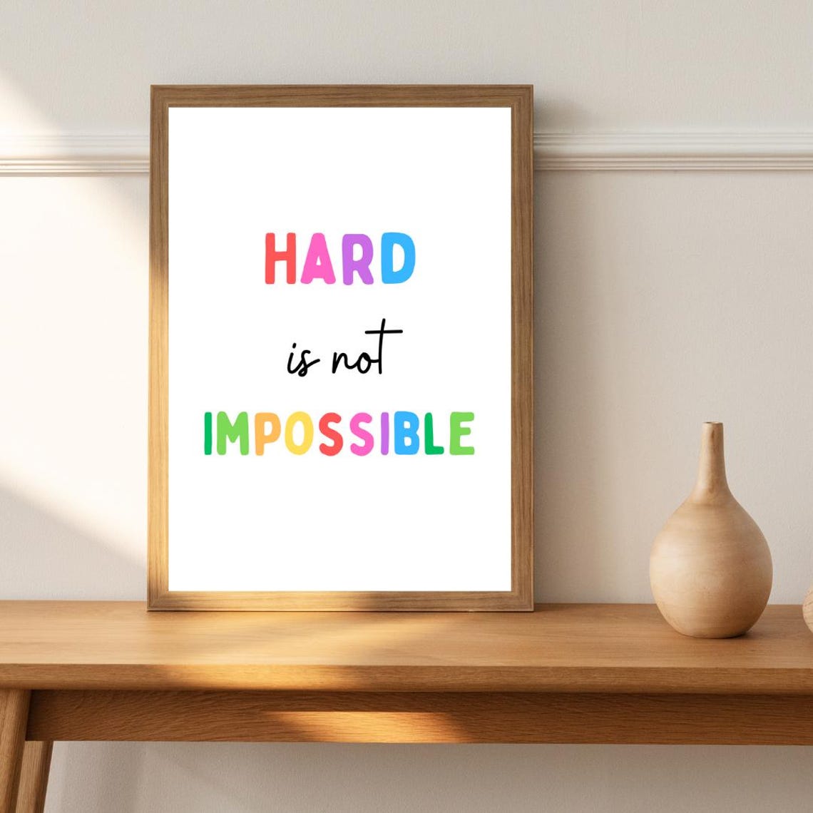Hard Is Not Impossible Rainbow Words Growth Mindset Classroom Poster - Image 2