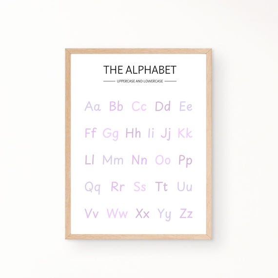 Purple Alphabet Education Print Uppercase Lowercase Alphabet Print Homeschool Print Classroom Print Playroom Print Montessori Print