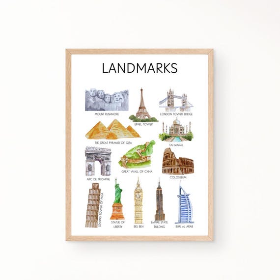 Landmarks Poster Geography Posters History Posters Montessori Posters Classroom Posters Playroom Posters Homeschool Posters