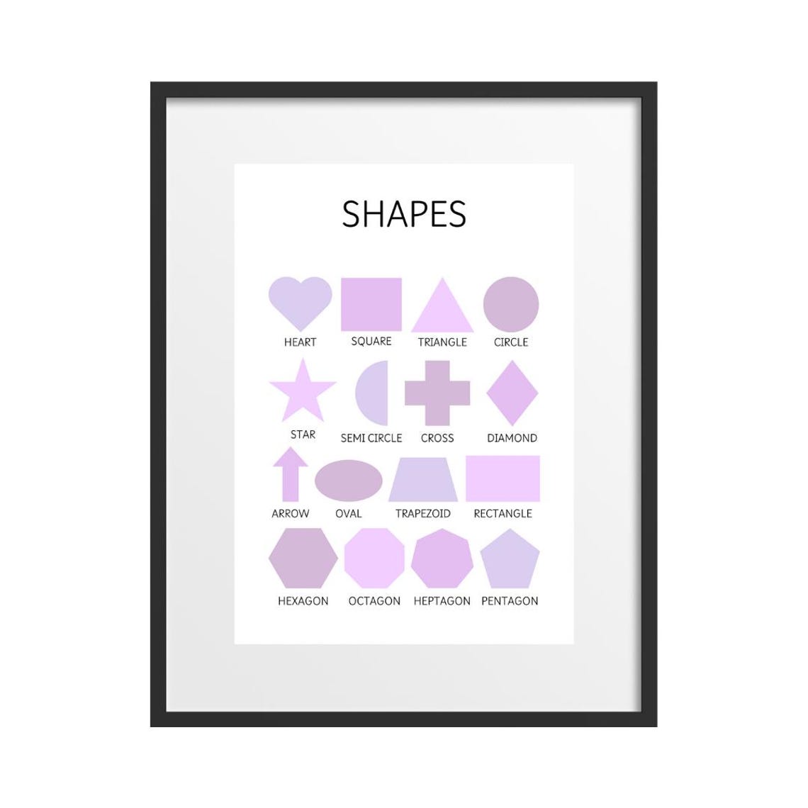 Purple Shapes Educational Chart Kids Geometry Learning Poster - Image 2
