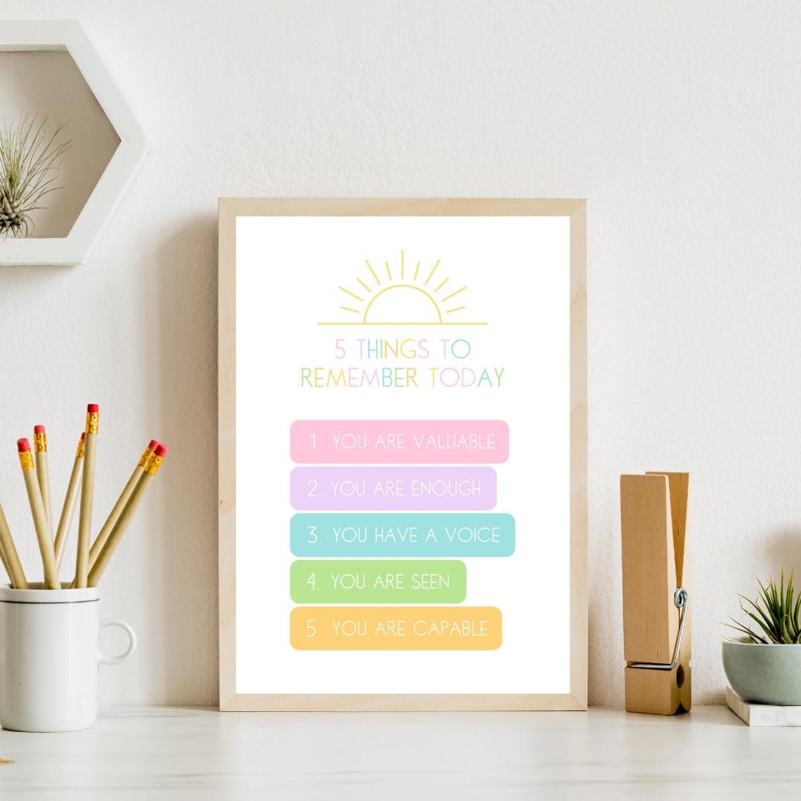 Five Things To Remember Today Self Worth Affirmations Poster - Image 4