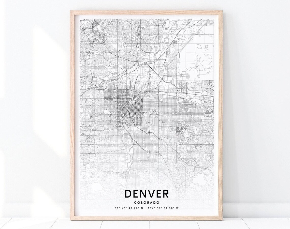 Denver Urban Map Print, Colorado Travel Poster