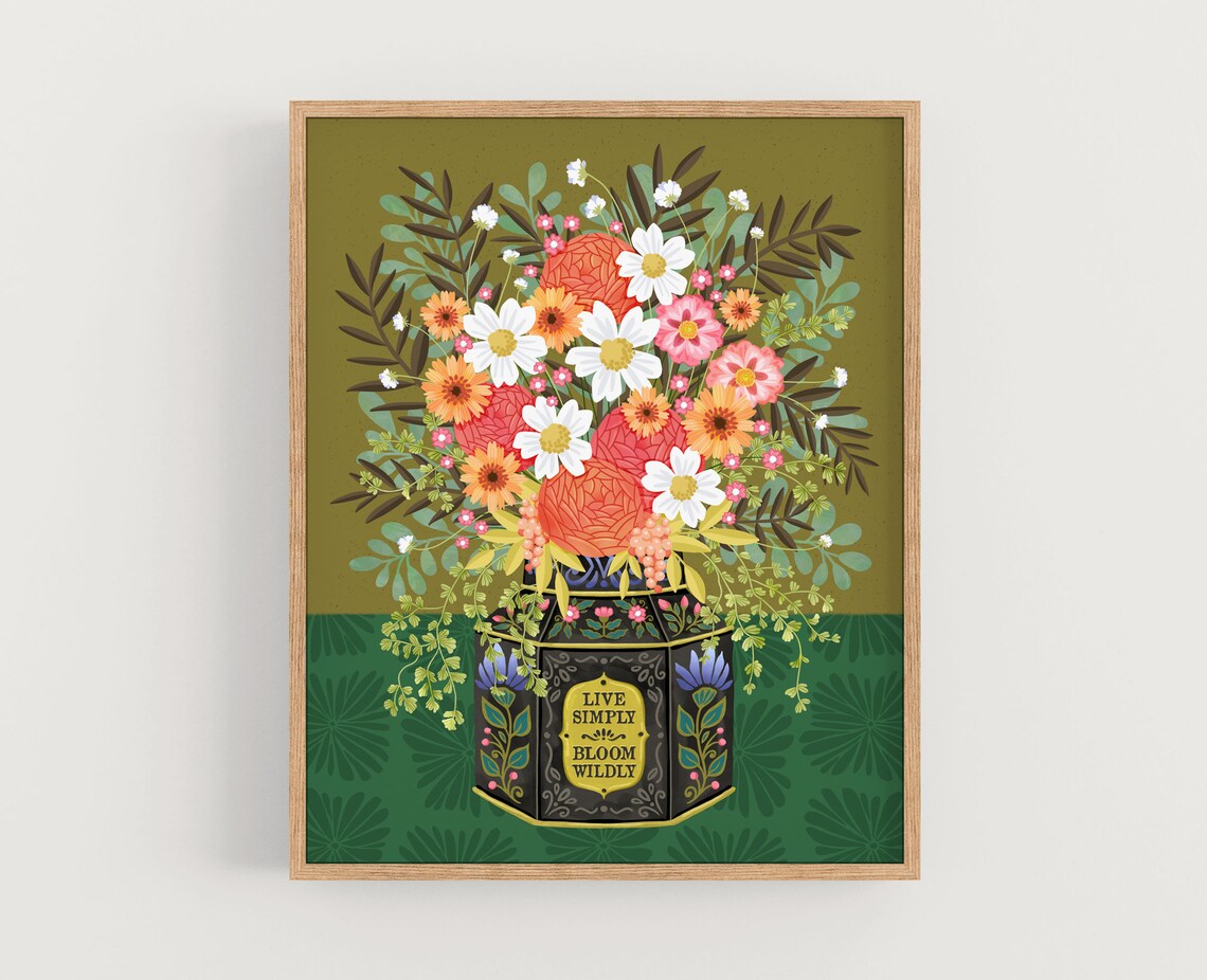 Live Simply Bloom Wildly Quote Wall Art Print