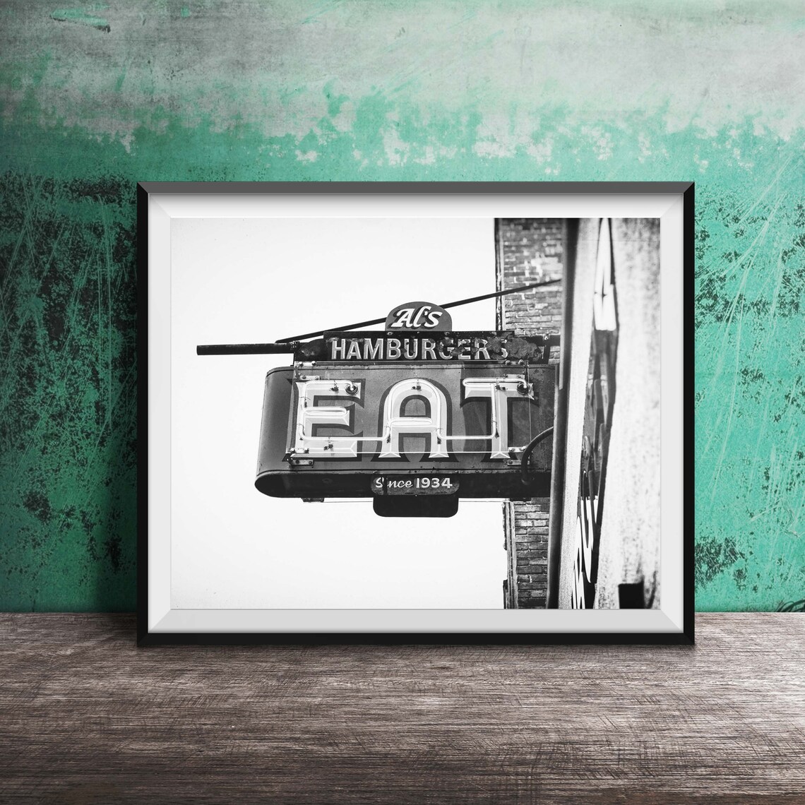 Al's Hamburgers Green Bay Giant Blue EAT Neon Sign Since 1934 Poster - Image 2